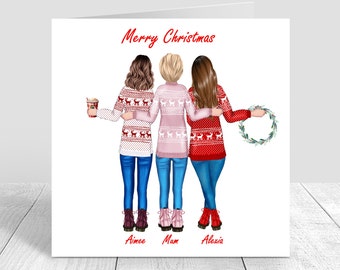 Merry Christmas Handmade Bestie Card Xmas Personalised Card| Sister| Mum| Best Friend|daughter