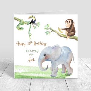 Carte d'anniversaire personnalisée Safari pour garçons premier anniversaire pour frère fils petit-fils neveu bébés 2e 3e 4e anniversaire cadeau pour lui