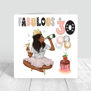 Fabuleuse & 30 Carte d’anniversaire personnalisée pour femme, carte de 30e anniversaire, fille, petite-fille, nièce, sœur, amie, meilleure amie
