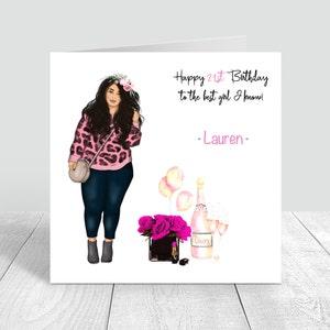 Carte d'anniversaire personnalisée faite main pour femme fille petite-fille nièce 18e 21e 25e 30e cheveux blonds