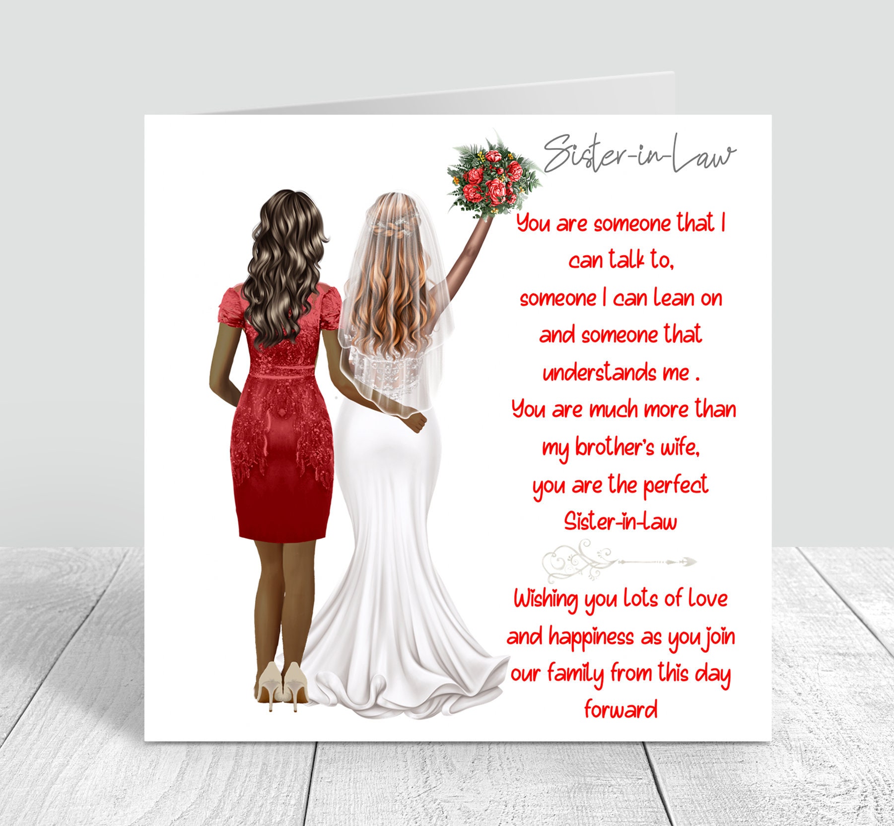 Personalised Sister in Law Wedding Day Card Happy Wedding