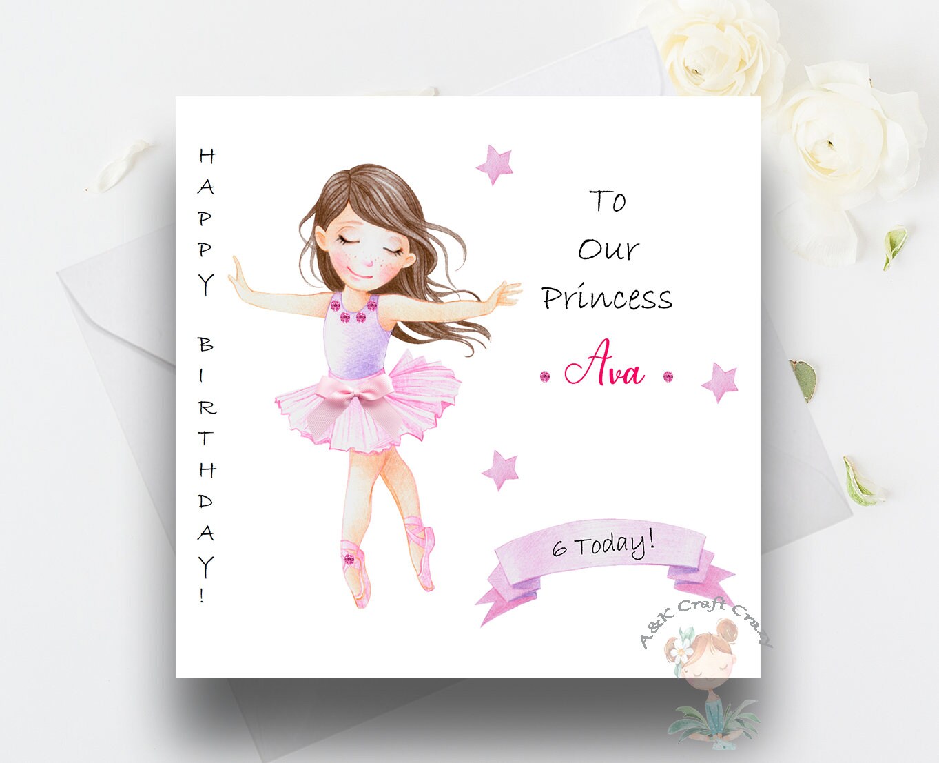 Girls Ballerina Birthday Card Handmade and Personalised - Etsy Denmark