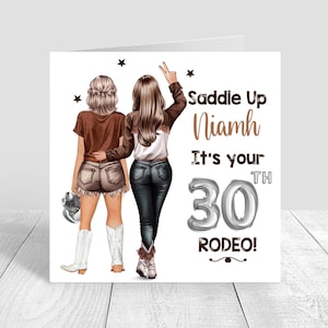 Personalised Cowgirl Birthday Card, Women's Happy Birthday card, Saddle Up, Rodeo, Sister Bestie Cousin 16th 18th 21st 25th 30th 35th 1620