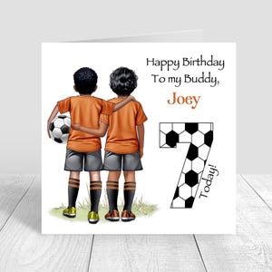 Personalised Boys Football Birthday Card,Happy Birthday Soccer Card,orange football Kit Birthday Card, Friend, Team 5th 6th 8th 12th 1539