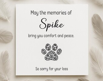 Pet Loss Card – Personalised Pet Sympathy Card – Dog Cat Memorial Gift – Custom Pet Card - In Memory of Pet Card - Pet Bereavement 1964