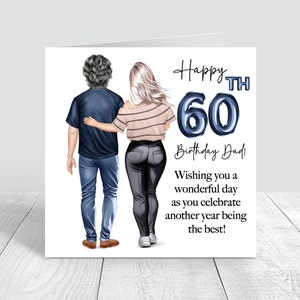 Tarjeta de cumpleaños personalizada para hombres Tarjeta hecha a mano, Tarjeta de cumpleaños de papá e hija, Tarjetas para papá, Tarjeta de felicitación Tarjeta única 50.o 60.o 70.o 870