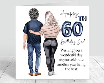 Tarjeta de cumpleaños personalizada para hombre, hecha a mano, para papá e hija, tarjetas para papá, tarjetas de felicitación únicas para 50, 60, 70 y 870.