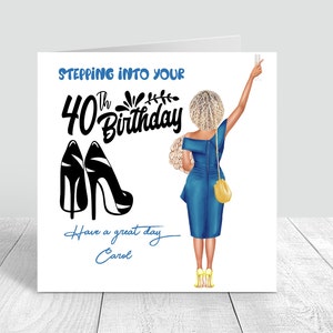 Cartão de feliz aniversário feminino personalizado, feito à mão, irmã, melhor amiga, primo, sapatos de aniversário, 18º, 21º, 25º, 30º, 35º, 40º, 188