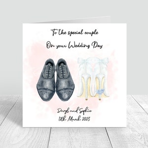 Carte de jour de mariage personnalisée faite à la main| Félicitations| Jour du mariage| Cadeaux personnalisés | Carte de mariage faite à la main