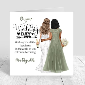 Le jour de votre mariage, carte de mariage personnalisée, carte meilleure amie pour la mariée/demoiselle d'honneur, future mariée, meilleure amie, soeur, cadeau du jour du mariage 426