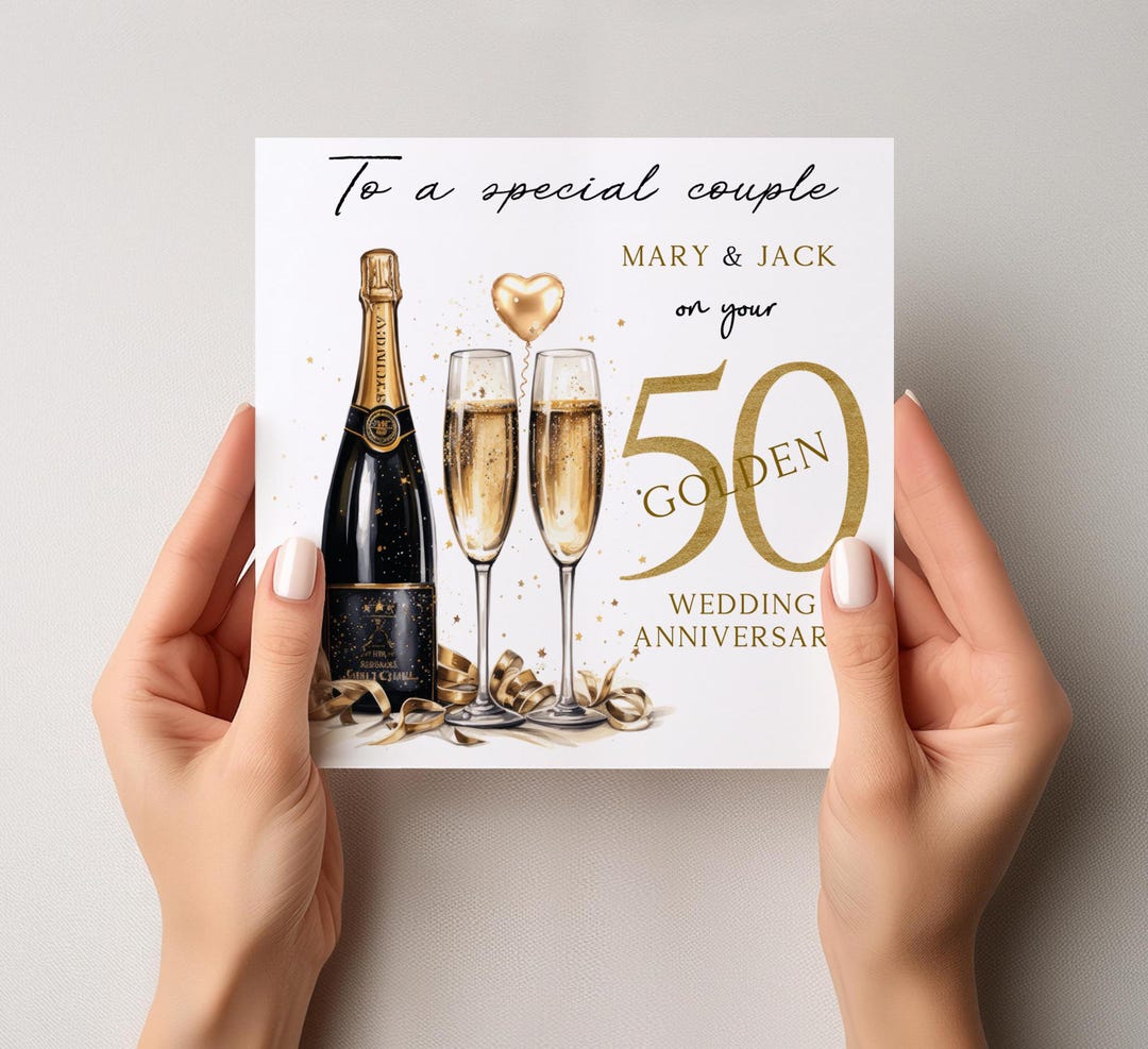 Golden Wedding Anniversary Card, Personalised 50th Anniversary Card ...