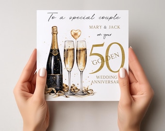 Golden Wedding Anniversary Card, Personalised 50th Anniversary Card, 50th Wedding Anniversary Card For Mum & Dad, Nan  Grandad, Couple 1848