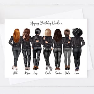 Women's Personalised Birthday Card Girl Group Women's Handmade 18th 21st 30th 40th 50th Large Card Women's for her Friend Any age 1415