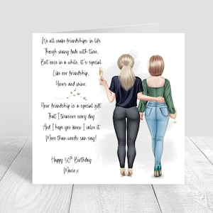 Women's Personalised Best Friend Happy Birthday Handmade Card for Friend| Bestie Special Friend 18th 21st 25th 30th 35th 40th 50th 60th 1144