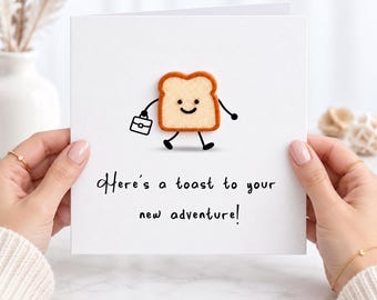 New Job Card, Good Luck Card, New Adventure Card, Funny Leaving Card for Colleague, 3D Toast Card, Congratulations on Your New Job 3149