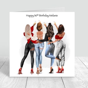 Besties/Sisters /Friends Happy Birthday Handmade Card 18th 21st 25th 30th 35th 40th 50th 60th Personalised 248