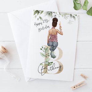 Grande carte personnalisée de joyeux anniversaire pour femme faite main pour sa soeur, meilleure amie, cousine 18e 21e 25e 30e 35e 40e 362