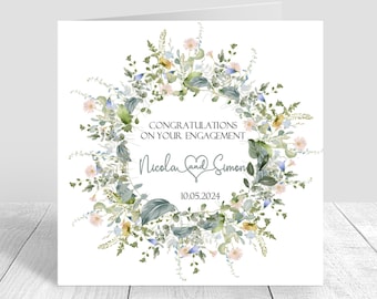 Engagement card, Personalised Engagement card,Congratulations Handmade Card - Wedding Gifts/Engagement, Floral Card, Sister,Best Friend 1326