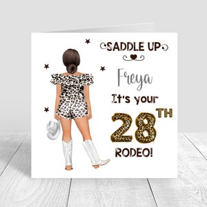 Personalised Women's Happy Birthday card, Saddle Up, Cowgirl Birthday Card, Rodeo, Sister Bestie Cousin 18th 21st 25th 30th 35th 40th 1347