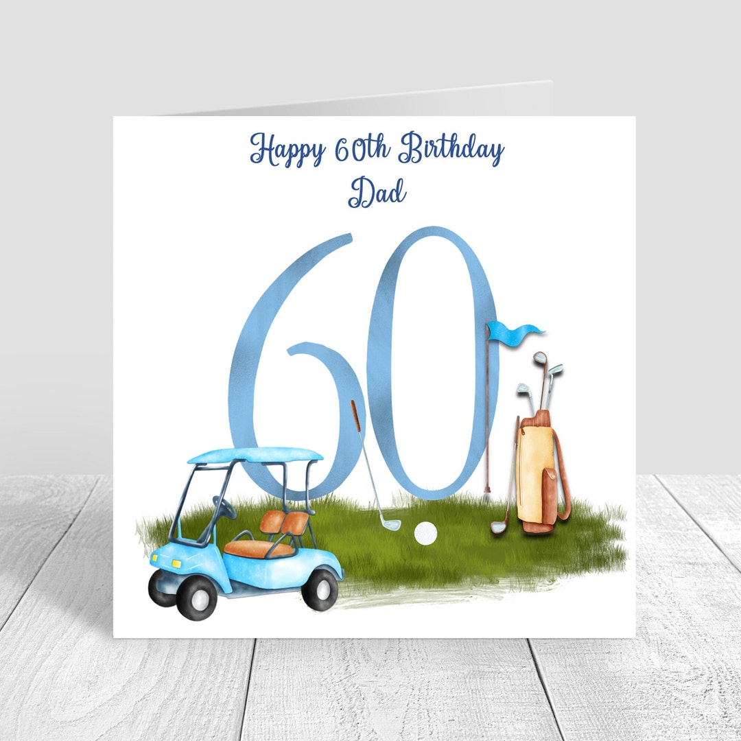 Mens Golf 60th Handmade Birthday Card Handmade and Personalised Dad ...