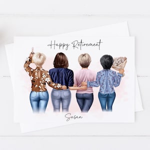Women's Personalised Retirement Card, Girl Group Women's Handmade, Happy Retirement, Congratulations Large Card Women's for her Friend 1494