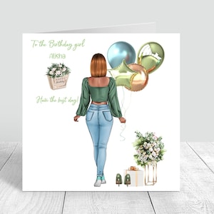 Carte d'anniversaire personnalisée pour femme, carte faite main, soeur, meilleure amie, cousine, chaussures d'anniversaire 18e 21e 25e 30e 35e 40e