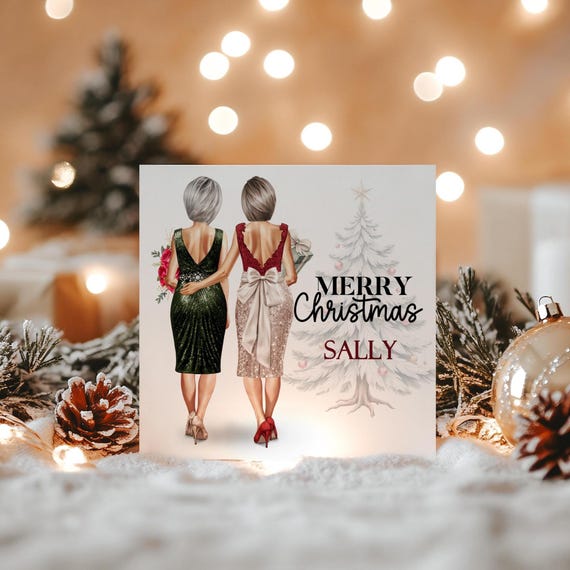 christmas card dresses Merry Christmas Card for Women, Sister / Best Friend Christmas Card  Personalised Xmas Dresses Sisters/friends/besties Christmas Gifts 1932