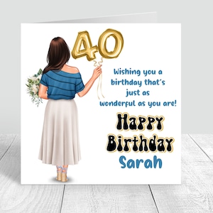 Biglietto di buon compleanno per donna personalizzato Biglietto fatto a mano personalizzato per sua sorella Bestie Cugina 18 21 25 30 35 40 473