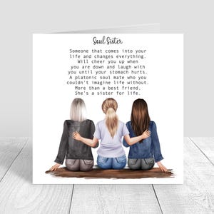 Personalisierte Geburtstagskarte für Frauen, handgemacht / Soul Sister / Bestie / Best Friends 18.21.25.30.40.50.Geburtstagsgeschenk jedes Alter 1288
