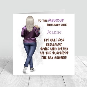 Carte d'anniversaire personnalisée pour femme, faite main pour sa soeur, meilleure amie, cousine 18e 21e 25e 30e 35e 40e 751