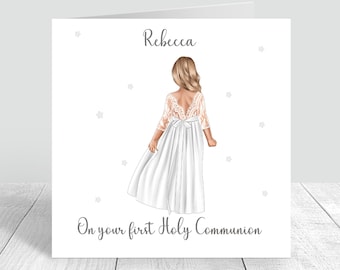 First Holy Communion Card Handmade Personalised for Girls Granddaughter Daughter Niece Sister Personalise Holy communion gifts for girls