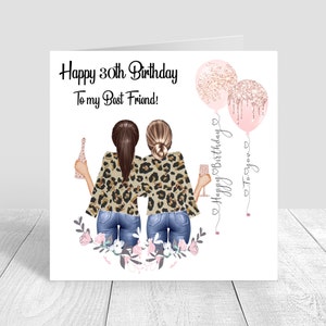 Birthday Card Women's Best Friend Handmade/ Personalised Sister/ Auntie / 18th 21st 25th 30th 40th 50th Granddaughter Daughter Niece