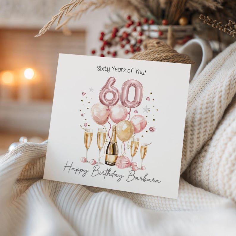 Personalised 60th Birthday Card for Her • Sixty Birthday Card • 60 ...