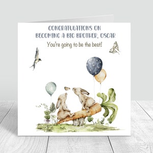 Biglietto di congratulazioni personalizzato per diventare un fratello maggiore Ragazzi, neonato, biglietto di auguri per animali del bosco fatti a mano del Grande Fratello 440