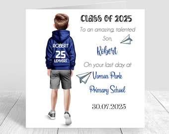 Personalised Y6 Boys School Leavers Card, Last Day Primary School,High school, Secondary School leaving card,Class of 2026,End of year  1581