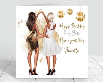 Frauen personalisierte beste Freundin alles Gute zum Geburtstag handgemachte Karte für ihre Schwester Bestie Cousin 18.21.25.30.35.40.50.214