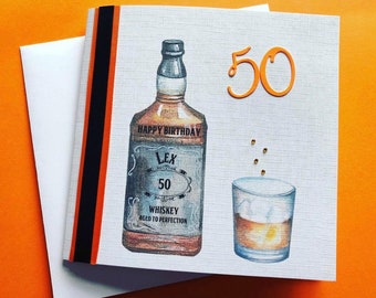 Personalised Men's Finer with age Vintage Whiskey Birthday Card Personalised birthday gift 18th  21st  25th 30th 40th 45th 50th 60th  70th