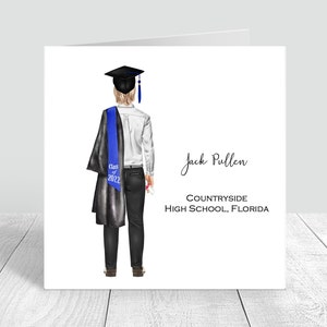 Carte de vœux faite main pour homme | Personnalisé | Félicitations, cadeaux de remise des diplômes PERSONNALISATION DES CHEVEUX