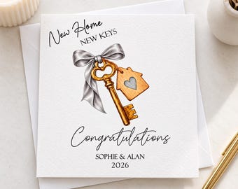 Personalised New Home Card, New Home New Keys, Housewarming Card for Couple, First Home Card, Moving House Congratulations Card 3120
