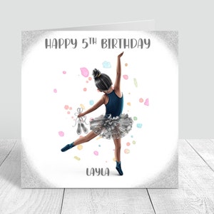 Personalised Girls Birthday Card Ballerina Greeting Card for Daughter Granddaughter Sister Friend Niece 3rd 4th 5th 6th 7th 8 birthday 228
