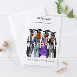 Carte de remise des diplômes pour femme grande carte personnalisée Carte faite main pour diplômés Besties Nous l'avons fait Félicitations Carte de remise des diplômes 0025 meilleure amie