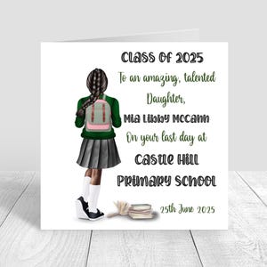 Personalised Girls School Leavers Card, Students End of year Last Day Primary School,Secondary School leaving card,Class of 2024- green 1689