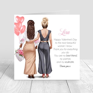 Personalised Same Sex Couple Valentines Day Card Happy Valentines Day Lesbian Girlfriend Partner Wife Fiancée Valentine's Day card 1456