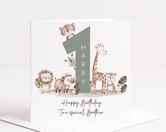 Personalised First Birthday Card, Animals Birthday Card - Cute Keepsake Card For Son, Grandson, Nephew,Great Grandson,1st Birthday Card 1938