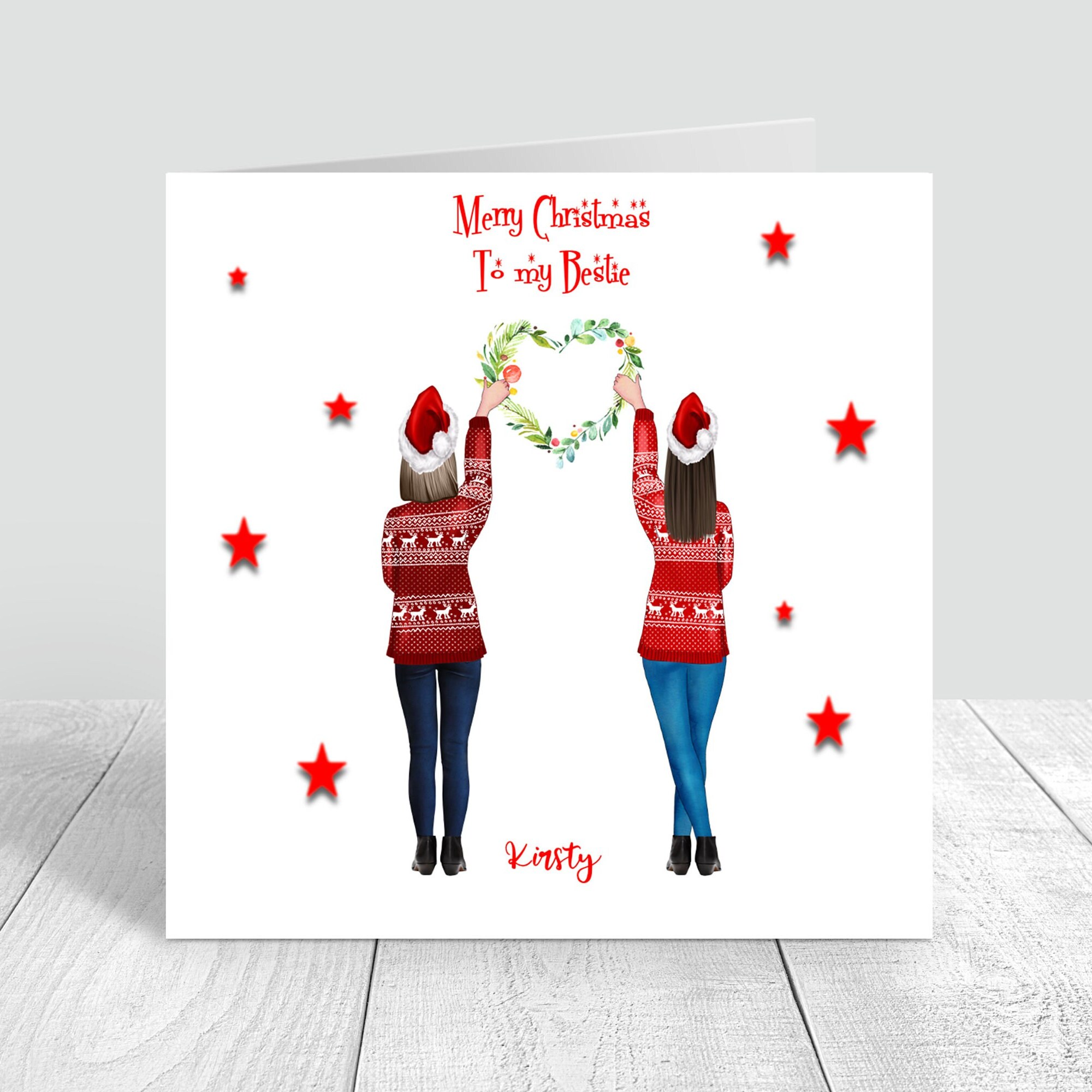 3D-Pop-up Weihnachtsgrußkarte Mit Rentier & Weihnachtsmann – Personalisierbare Grußkarte, Geschenk Für Familie & Freunde