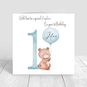 Carte personnalisée de 1er anniversaire pour garçons, carte de joyeux premier anniversaire, faite à la main et personnalisée, fils, petit-fils, neveu, filleul, frère, carte de vœux 774