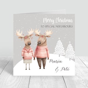 Carte de Noël personnalisée Couple d’orignaux, Carte de Noël, Animaux, Petit-fils de Noël, Petit-fils de petite-fille, Neveu, Arrière-petit-fils, Voisin725