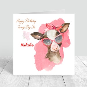 Vrouwen Happy Birthday Card handgemaakt/gepersonaliseerd 'Big Sis'/zus/moeder/nicht/vriendin 18e 21e 25e 30e 40e 50e 60e
