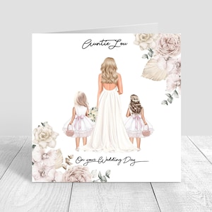 Bride & Flower Girls On Your Wedding Day Card Handmade Personalised Card for Auntie / Sister,Mum ,boho, bohemian style wedding card 1724
