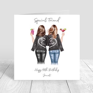 Best Friend Happy Birthday Handmade Card Sister, Bestie, Cousin 18th 21st 25th 30th 35th 40th 50th 60th Personalised 1567